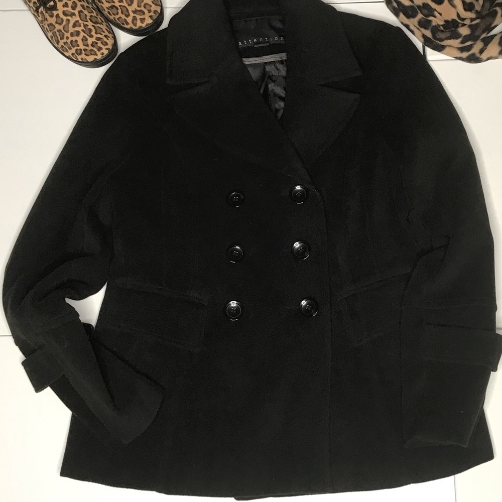 ATTENTION. Pea coat jacket. Black. With 6 buttons